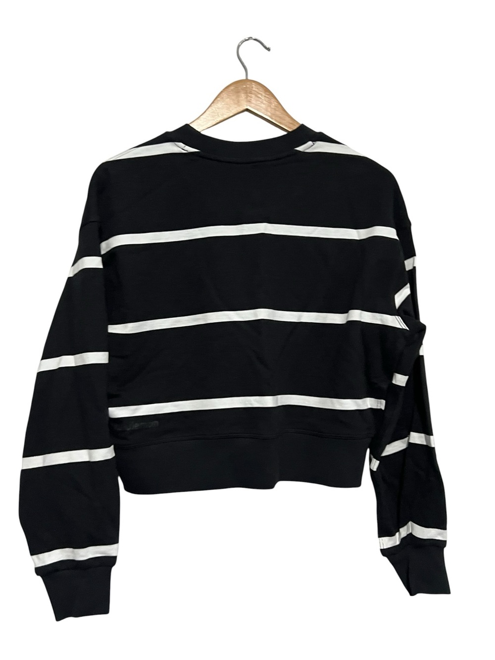Lululemon Perfectly Oversized Cropped Crew Stripe Women's 4 Black White - Picture 2 of 3